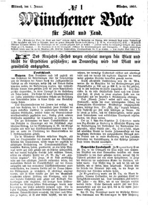 Münchener Bote für Stadt und Land Mittwoch 1. Januar 1862