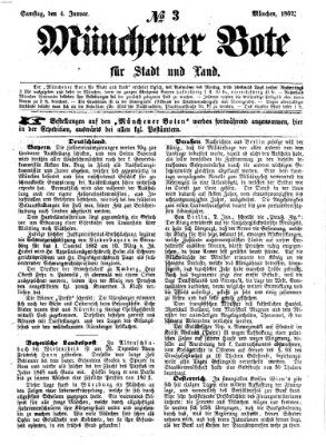 Münchener Bote für Stadt und Land Samstag 4. Januar 1862