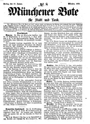 Münchener Bote für Stadt und Land Freitag 10. Januar 1862