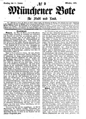 Münchener Bote für Stadt und Land Samstag 11. Januar 1862