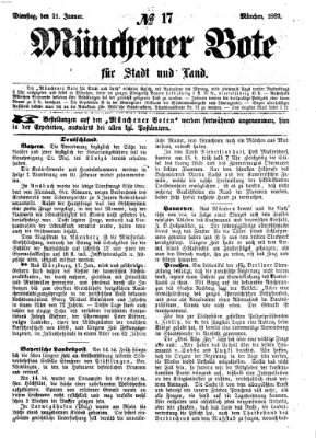 Münchener Bote für Stadt und Land Dienstag 21. Januar 1862