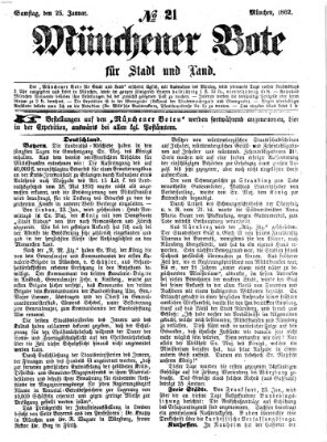 Münchener Bote für Stadt und Land Samstag 25. Januar 1862