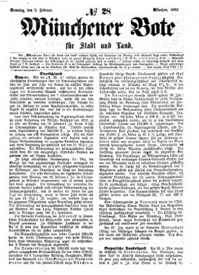 Münchener Bote für Stadt und Land Sonntag 2. Februar 1862