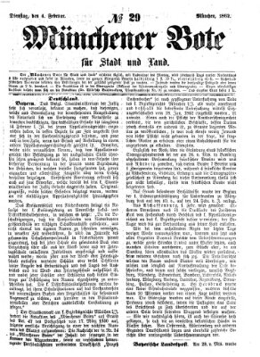 Münchener Bote für Stadt und Land Dienstag 4. Februar 1862