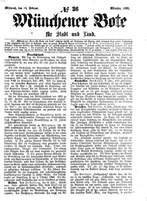 Münchener Bote für Stadt und Land Mittwoch 12. Februar 1862