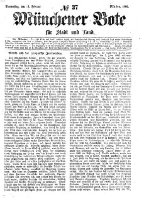 Münchener Bote für Stadt und Land Donnerstag 13. Februar 1862