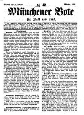 Münchener Bote für Stadt und Land Mittwoch 19. Februar 1862