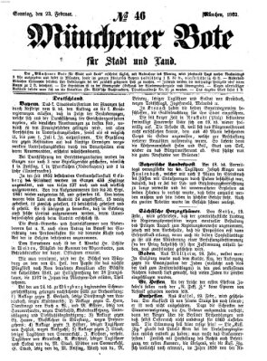 Münchener Bote für Stadt und Land Sonntag 23. Februar 1862