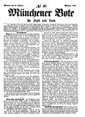 Münchener Bote für Stadt und Land Mittwoch 26. Februar 1862