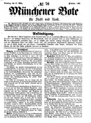 Münchener Bote für Stadt und Land Sonntag 30. März 1862