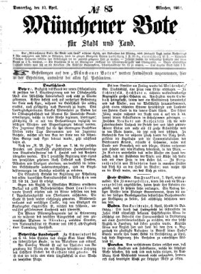 Münchener Bote für Stadt und Land Donnerstag 10. April 1862