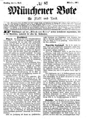 Münchener Bote für Stadt und Land Samstag 12. April 1862