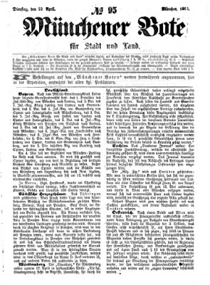 Münchener Bote für Stadt und Land Dienstag 22. April 1862