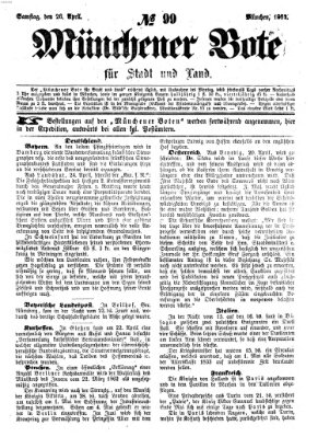 Münchener Bote für Stadt und Land Samstag 26. April 1862