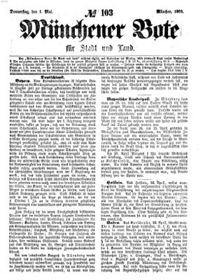 Münchener Bote für Stadt und Land Donnerstag 1. Mai 1862