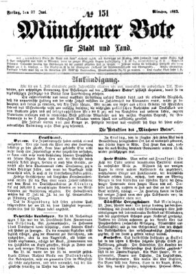 Münchener Bote für Stadt und Land Freitag 27. Juni 1862