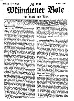 Münchener Bote für Stadt und Land Mittwoch 27. August 1862