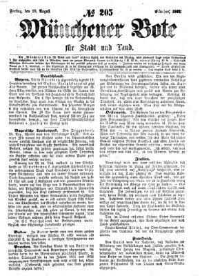 Münchener Bote für Stadt und Land Freitag 29. August 1862