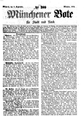 Münchener Bote für Stadt und Land Mittwoch 3. September 1862