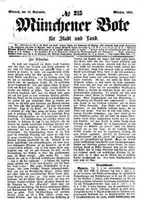 Münchener Bote für Stadt und Land Mittwoch 10. September 1862