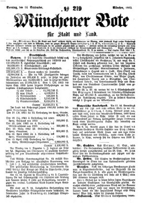 Münchener Bote für Stadt und Land Sonntag 14. September 1862