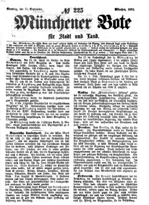 Münchener Bote für Stadt und Land Sonntag 21. September 1862