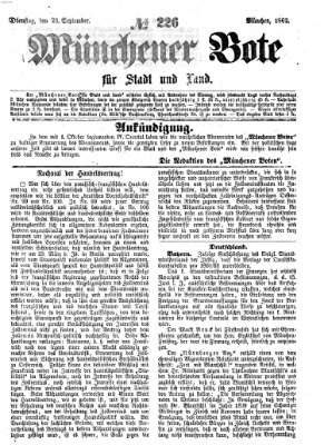 Münchener Bote für Stadt und Land Dienstag 23. September 1862