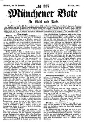 Münchener Bote für Stadt und Land Mittwoch 24. September 1862