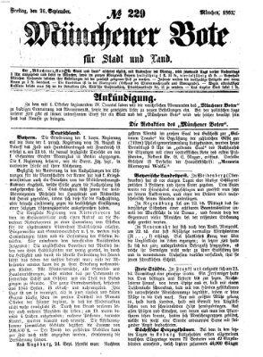 Münchener Bote für Stadt und Land Freitag 26. September 1862