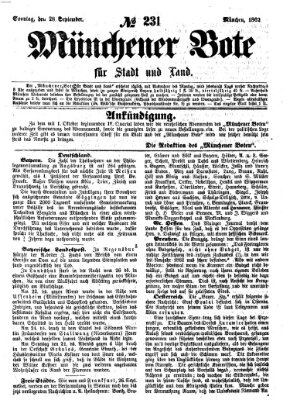 Münchener Bote für Stadt und Land Sonntag 28. September 1862