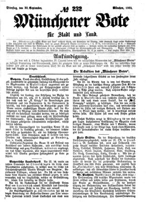 Münchener Bote für Stadt und Land Dienstag 30. September 1862