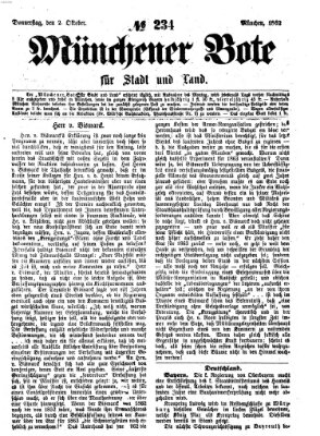 Münchener Bote für Stadt und Land Donnerstag 2. Oktober 1862