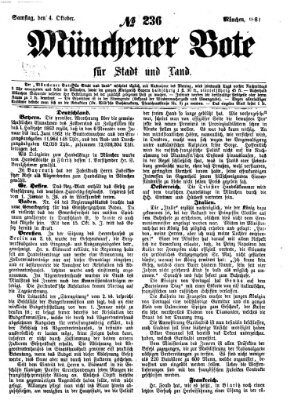 Münchener Bote für Stadt und Land Samstag 4. Oktober 1862