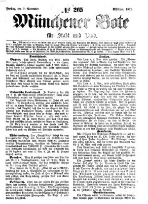 Münchener Bote für Stadt und Land Freitag 7. November 1862