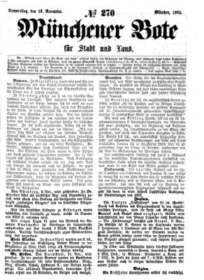 Münchener Bote für Stadt und Land Donnerstag 13. November 1862