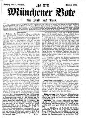 Münchener Bote für Stadt und Land Samstag 15. November 1862