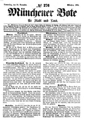 Münchener Bote für Stadt und Land Donnerstag 20. November 1862