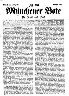 Münchener Bote für Stadt und Land Mittwoch 3. Dezember 1862