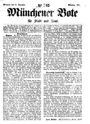 Münchener Bote für Stadt und Land Mittwoch 24. Dezember 1862