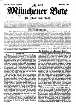 Münchener Bote für Stadt und Land Dienstag 30. Dezember 1862