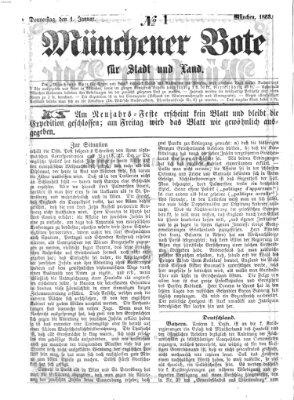 Münchener Bote für Stadt und Land Donnerstag 1. Januar 1863