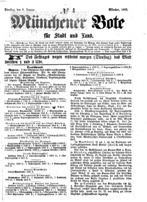 Münchener Bote für Stadt und Land Dienstag 6. Januar 1863