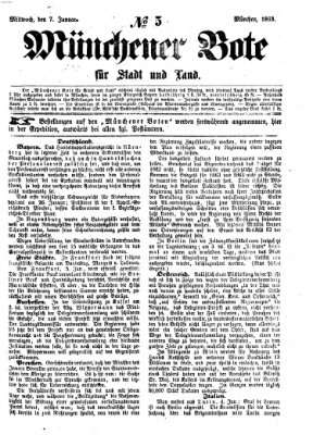 Münchener Bote für Stadt und Land Mittwoch 7. Januar 1863