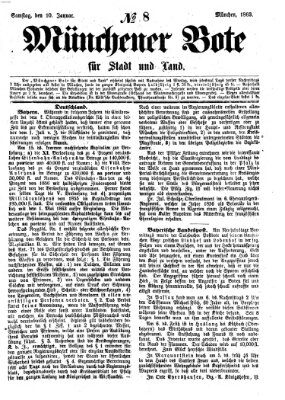 Münchener Bote für Stadt und Land Samstag 10. Januar 1863