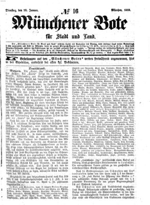 Münchener Bote für Stadt und Land Dienstag 20. Januar 1863