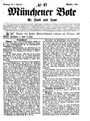 Münchener Bote für Stadt und Land Sonntag 1. Februar 1863