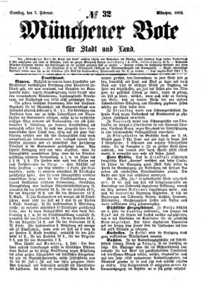 Münchener Bote für Stadt und Land Samstag 7. Februar 1863