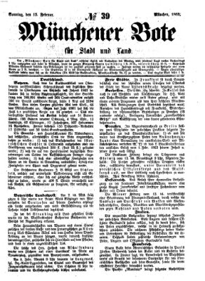 Münchener Bote für Stadt und Land Sonntag 15. Februar 1863