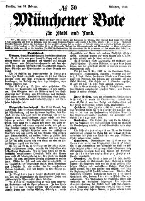 Münchener Bote für Stadt und Land Samstag 28. Februar 1863