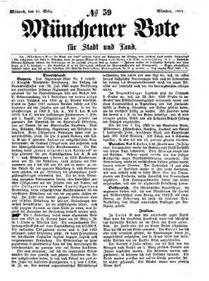 Münchener Bote für Stadt und Land Mittwoch 11. März 1863